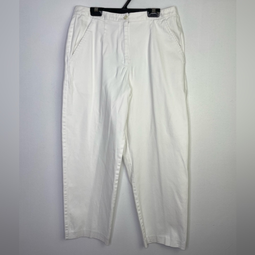 Vintage white cotton straight cropped legs pants